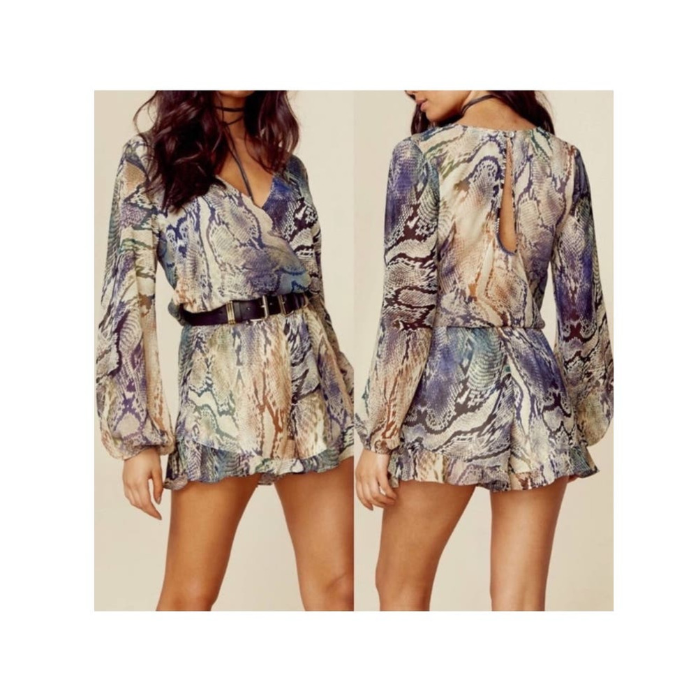 Show Me Your MuMu Rioconda Snakeskin Print‎ Rocky Romper sz XS - Picture 2 of 10